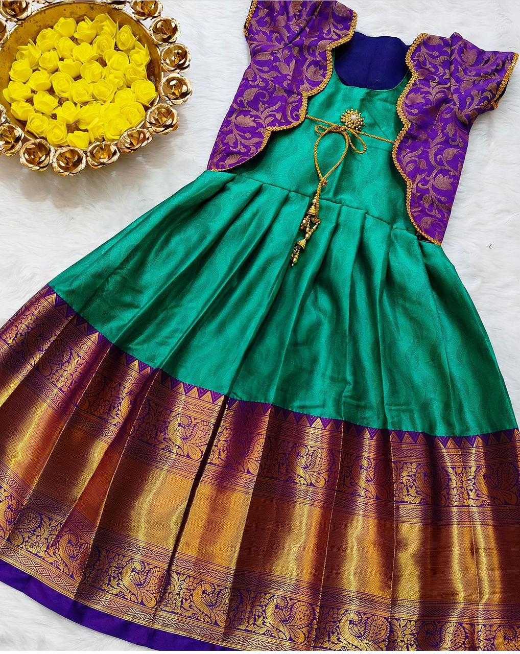 Ynf Lichi Silk KESH493 butta Kids Wear Wholesale Kids Gown Kids Ethnic Gowns Manufacturer