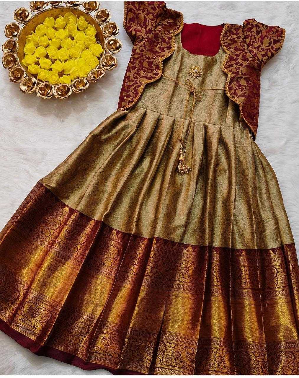 Ynf Lichi Silk KESH493 butta Kids Wear Wholesale Kids Gown Kids Ethnic Gowns Manufacturer