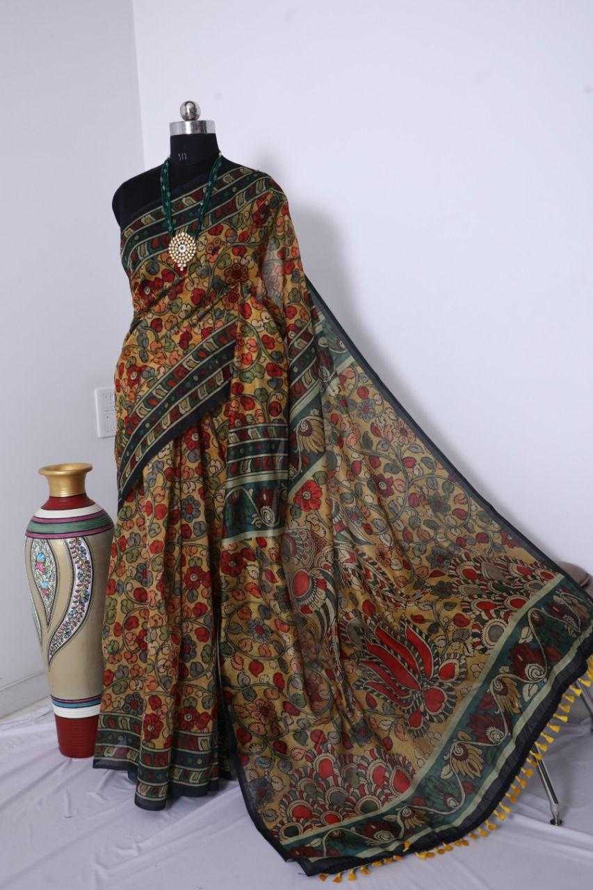 Ynf Linen KESH484 326 Sarees Wedding Collections Festive Collections Wholesale Printed Sarees Kalamkari Sarees Linen Sarees Manufacturer