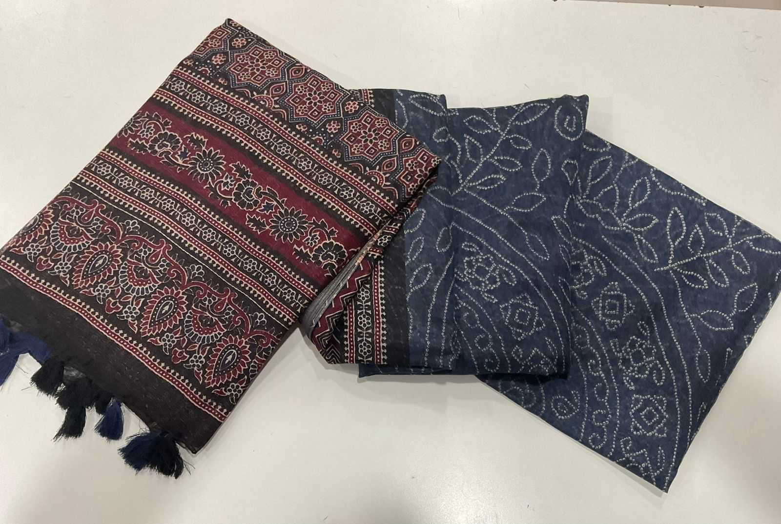 Ynf Linen KESH484 332 Sarees Wedding Collections Festive Collections Wholesale Printed Sarees Ajrakh Sarees Linen Sarees Manufacturer