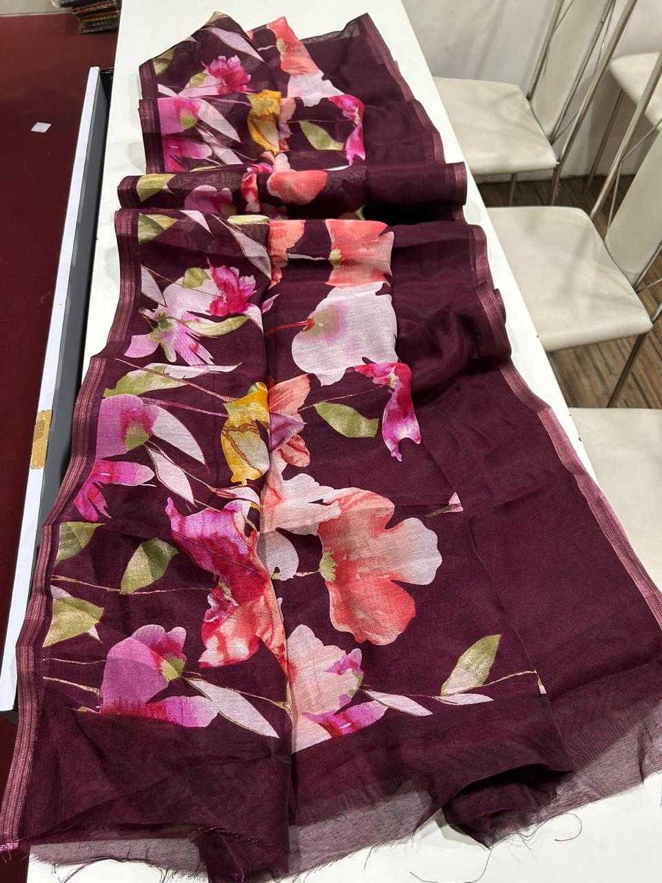 Ynf Linen KESH484 334 Sarees Wedding Collections Festive Collections Wholesale Printed Sarees Linen Sarees Onam Collections Manufacturer