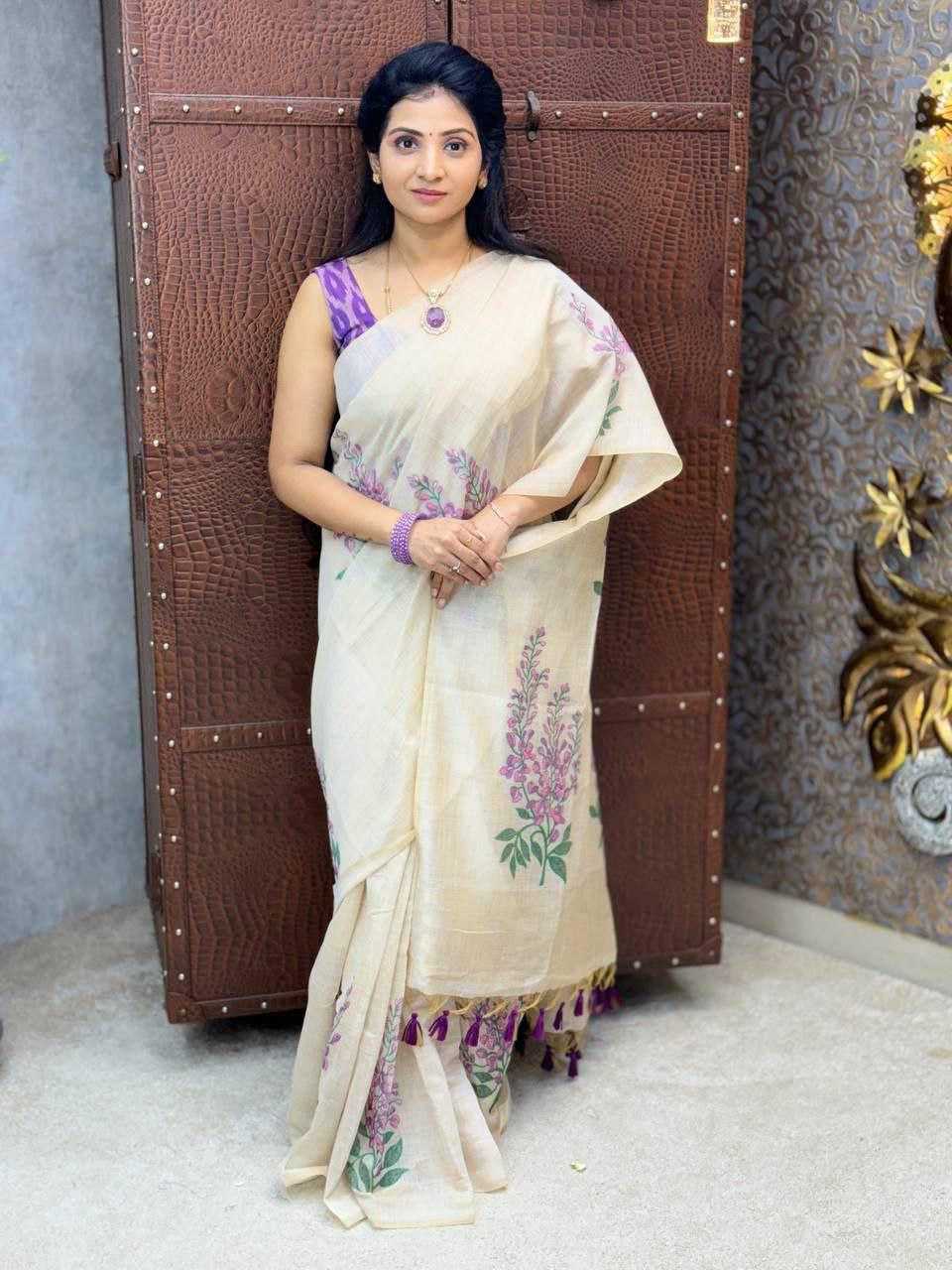 Ynf Linen KESH495 301 Sarees Wedding Collections Festive Collections Wholesale Printed Sarees Linen Sarees Sarees With Blouse Manufacturer