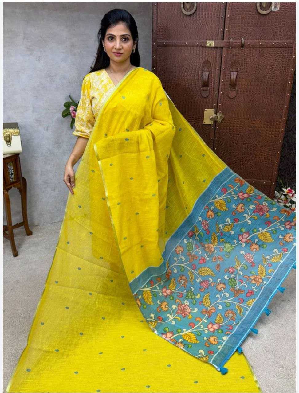 Ynf Linen KESH495 301 Sarees Wedding Collections Festive Collections Wholesale Printed Sarees Linen Sarees Sarees With Blouse Manufacturer