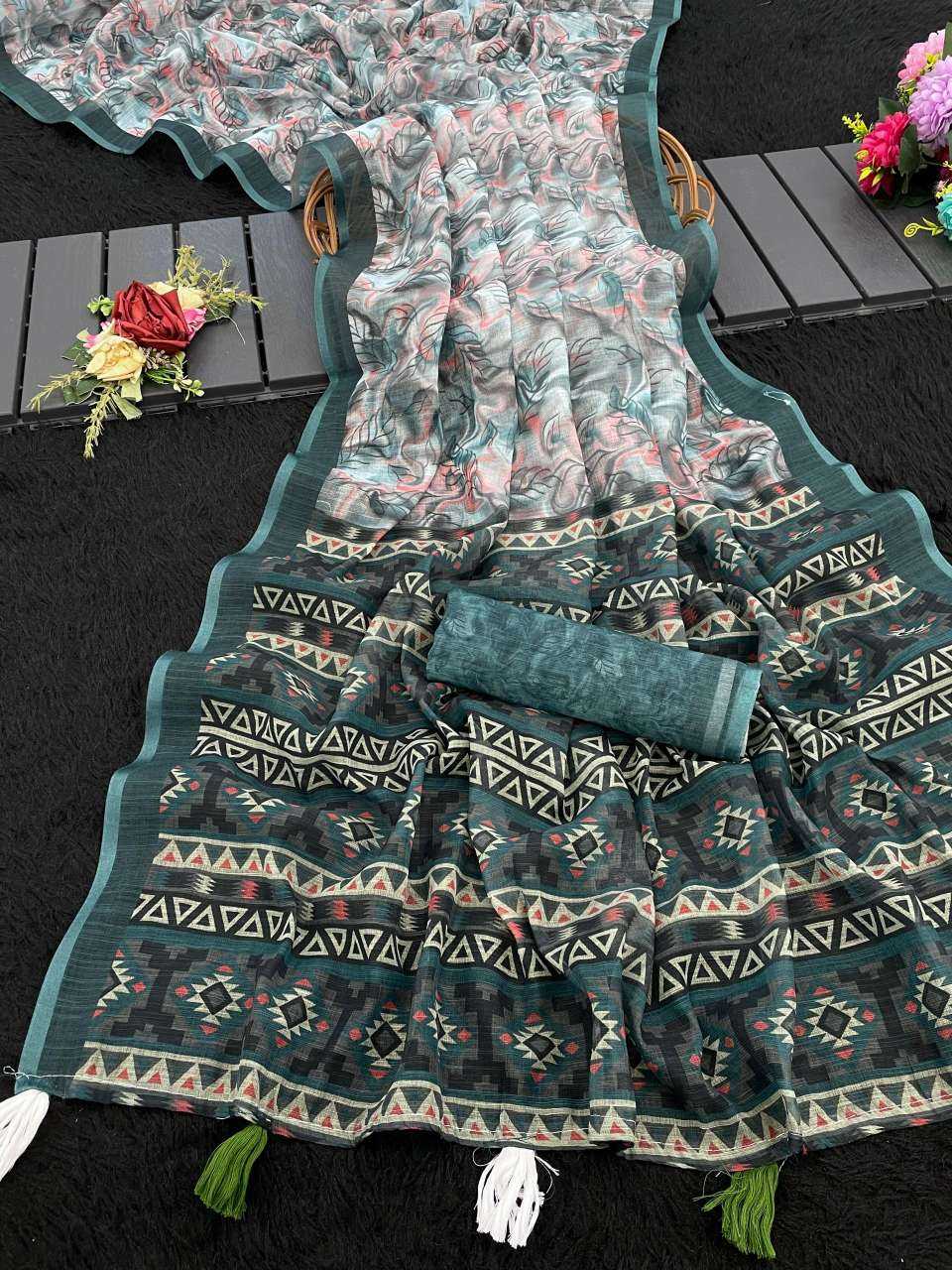 Ynf Linen RIN231 ANSHITA LILEN Sarees Wholesale Designer Sarees Fancy Sarees Cotton Linen Sarees Manufacturer