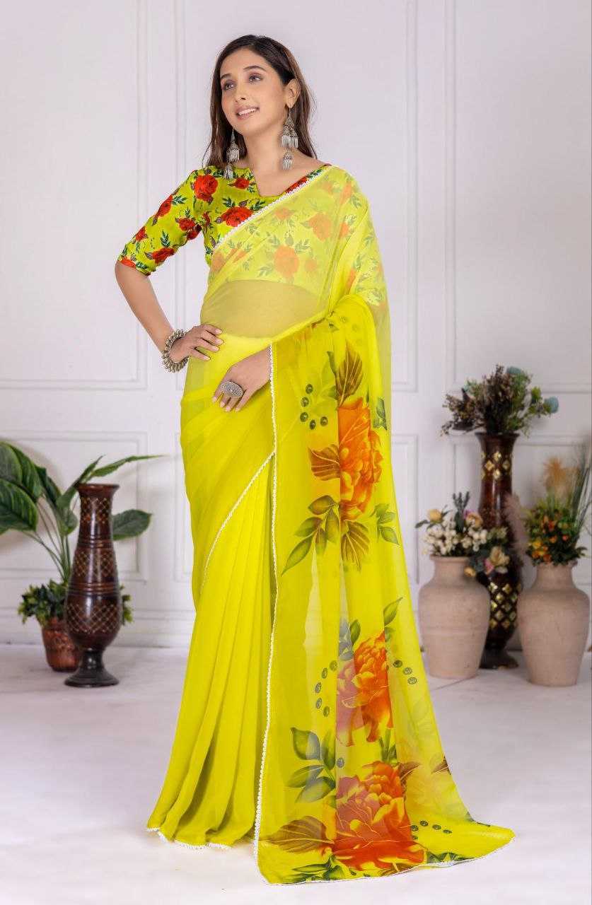 Ynf Linen RIN231 FLOWER PADING Sarees Wholesale Fancy Sarees Printed Sarees Manufacturer
