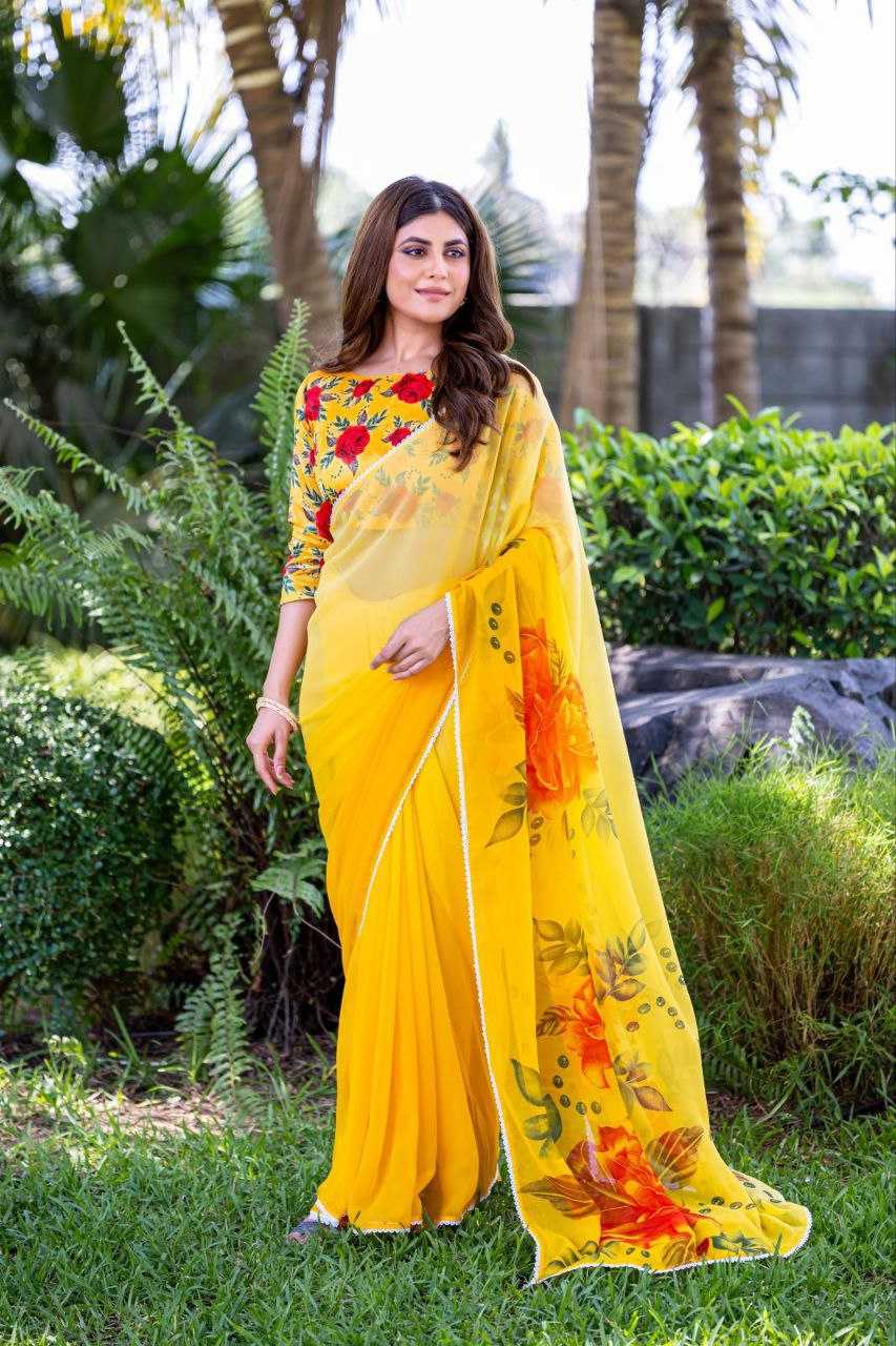 Ynf Linen RIN231 FLOWER PADING Sarees Wholesale Fancy Sarees Printed Sarees Manufacturer