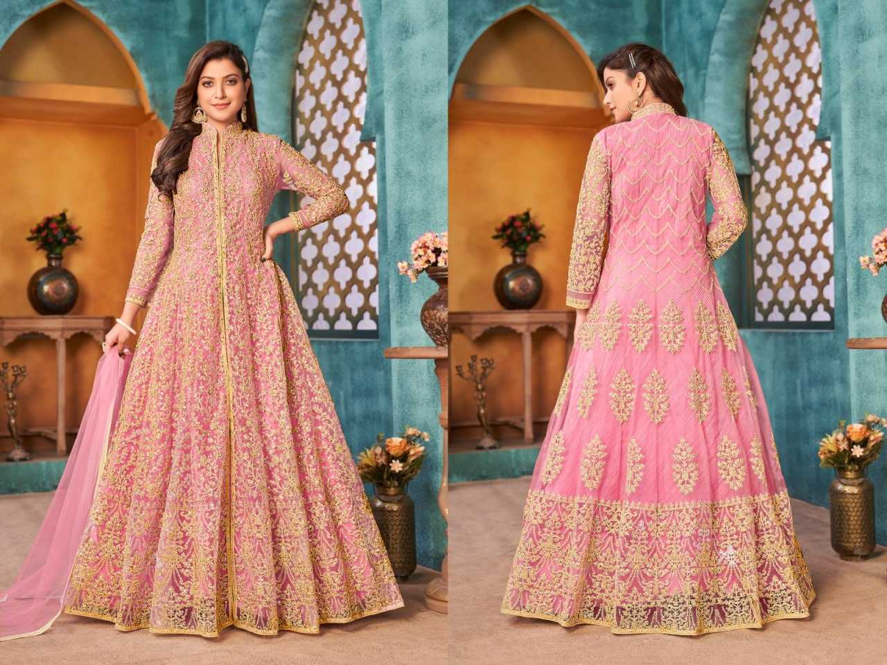 Ynf Net KESH504 3903 Gowns Wedding Collections Festive Collections Wholesale Net Gowns Designer Gowns Sequin Gowns Manufacturer
