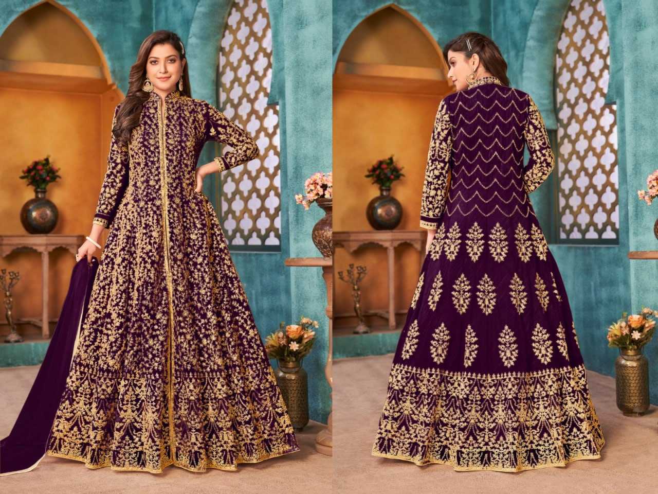 Ynf Net KESH504 3903 Gowns Wedding Collections Festive Collections Wholesale Net Gowns Designer Gowns Sequin Gowns Manufacturer