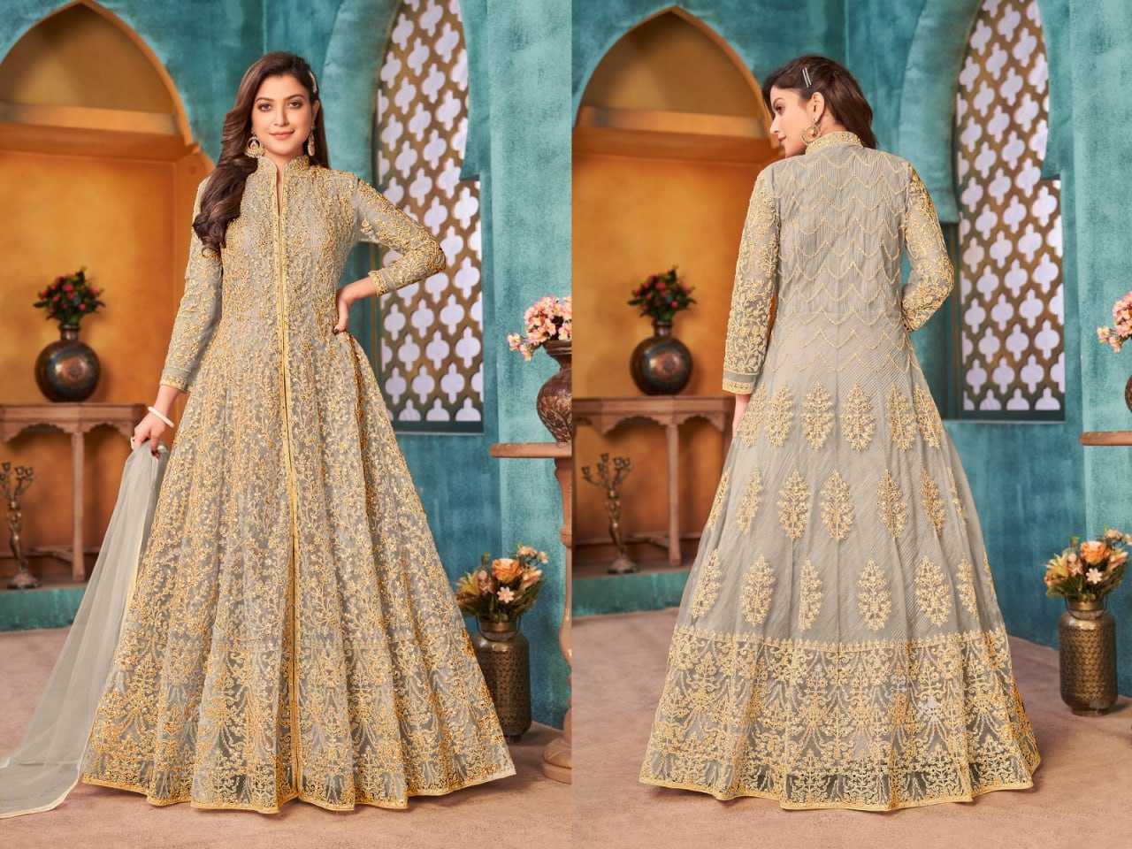 Ynf Net KESH504 3903 Gowns Wedding Collections Festive Collections Wholesale Net Gowns Designer Gowns Sequin Gowns Manufacturer