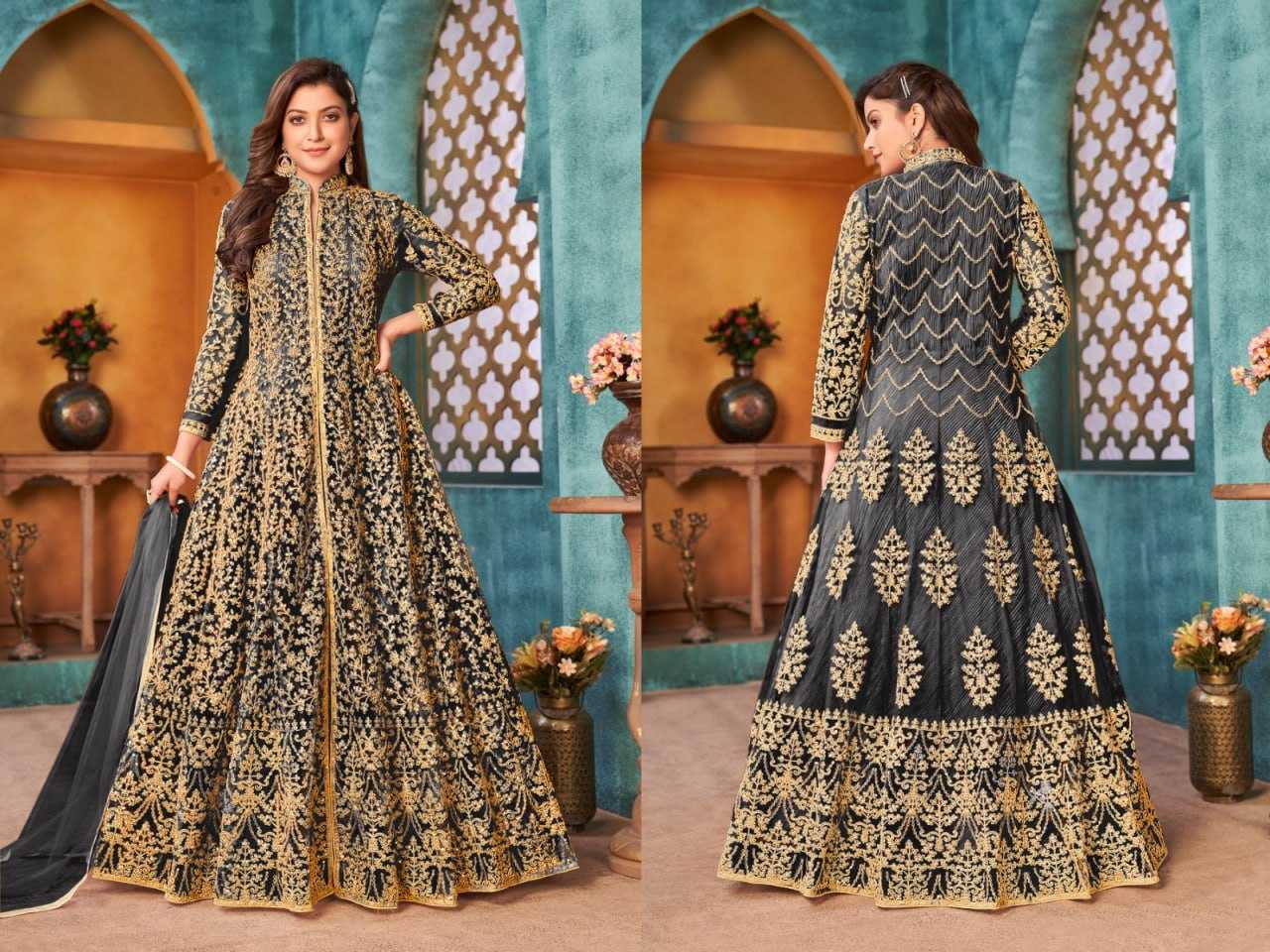Ynf Net KESH504 3903 Gowns Wedding Collections Festive Collections Wholesale Net Gowns Designer Gowns Sequin Gowns Manufacturer