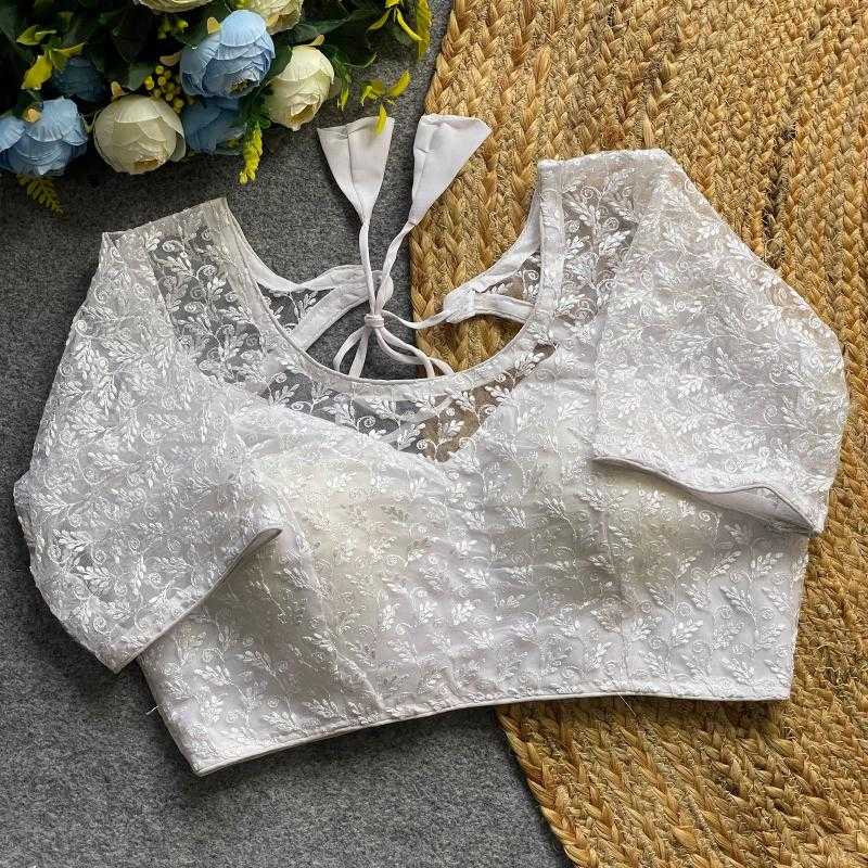 Ynf Nylon KESH426 018 Readymade Blouses Wholesale Sequence Embroidery Blouse Embroidered Blouses Party Wear Blouse Manufacturer