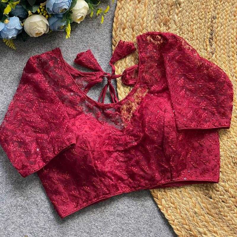 Ynf Nylon KESH426 018 Readymade Blouses Wholesale Sequence Embroidery Blouse Embroidered Blouses Party Wear Blouse Manufacturer