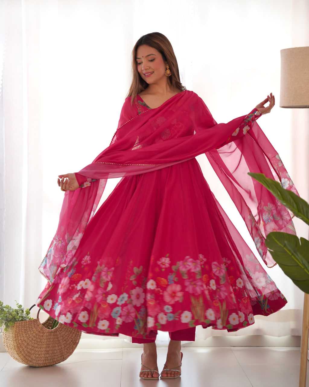 Ynf Organza Silk KESH504 25 Suits & Dresses Wedding Collections Festive Collections Wholesale Printed Suits Ladies Silk Suit Anarkali Suits Manufacturer