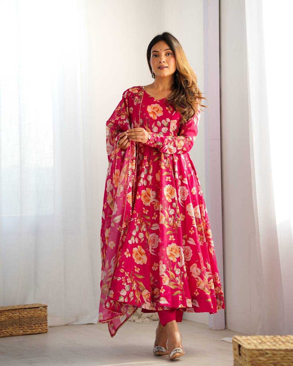 Ynf Organza Silk KESH504 274 Gowns Wedding Collections Festive Collections Wholesale Printed Gowns Anarkali Gown Wedding Outfits Manufacturer