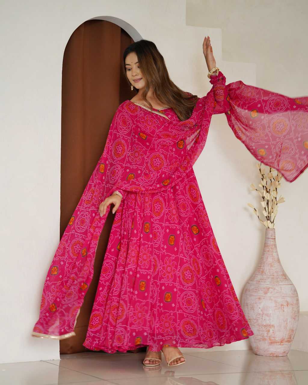 Ynf Pure Chiffon KESH504 48 Gowns Wedding Collections Festive Collections Wholesale Anarkali Gown Chiffon Gowns Lightweight Gowns Manufacturer