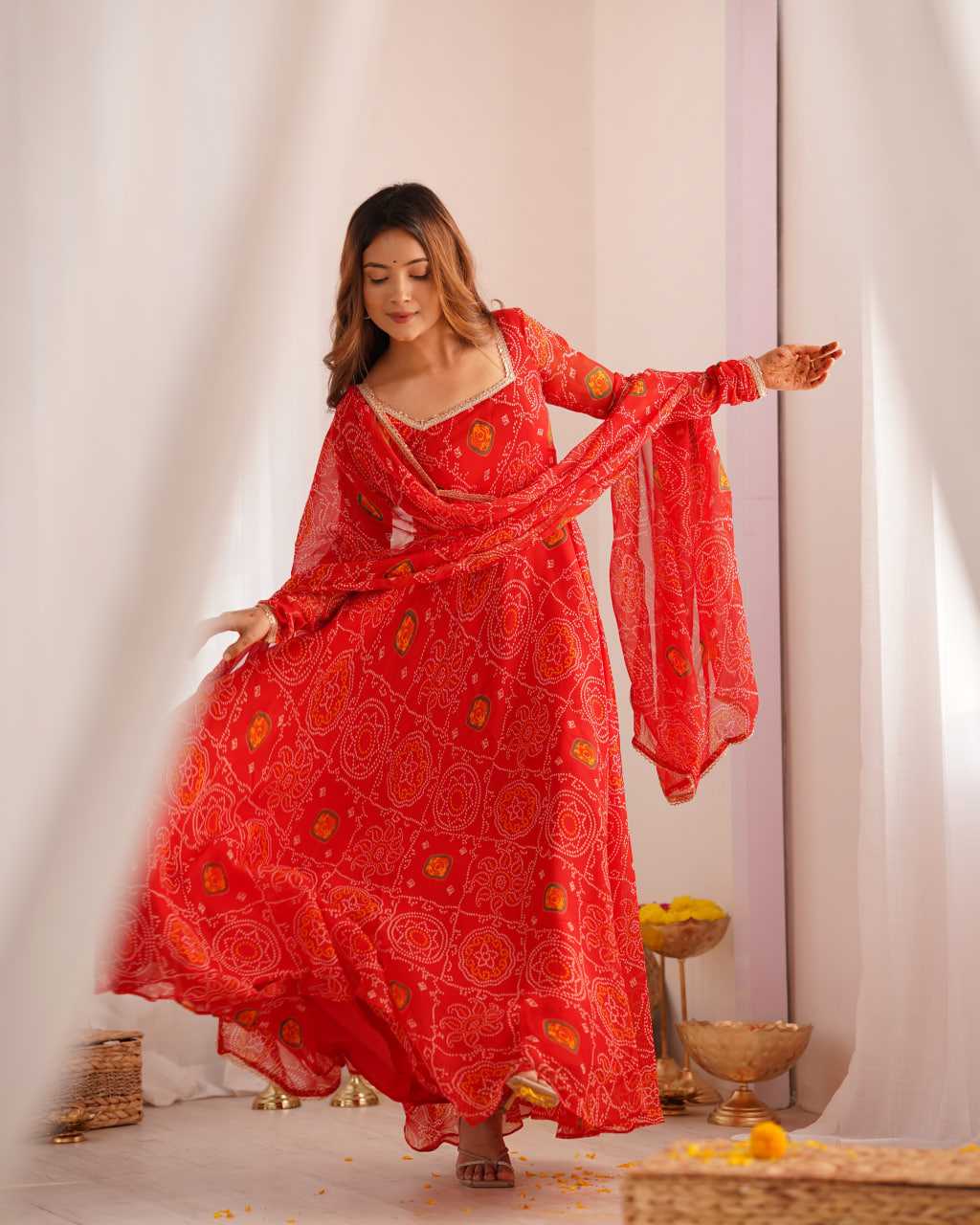 Ynf Pure Chiffon KESH504 48 Gowns Wedding Collections Festive Collections Wholesale Anarkali Gown Chiffon Gowns Lightweight Gowns Manufacturer