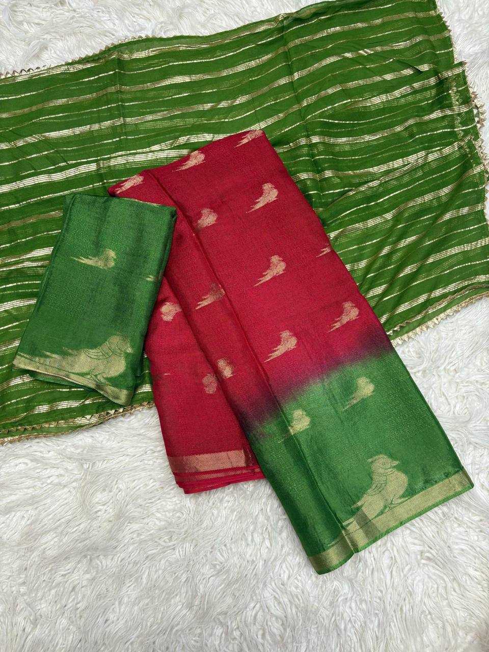 Ynf Pure Viscos RIN124 Parrot Half Sarees Wholesale Party Wear Sarees Fancy Sarees Ladies Sarees Manufacturer