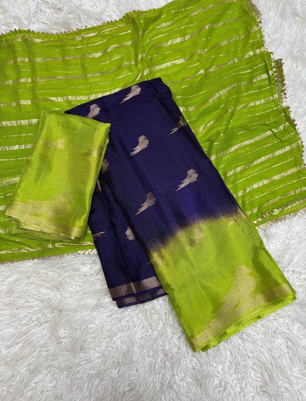 Ynf Pure Viscos RIN124 Parrot Half Sarees Wholesale Party Wear Sarees Fancy Sarees Ladies Sarees Manufacturer