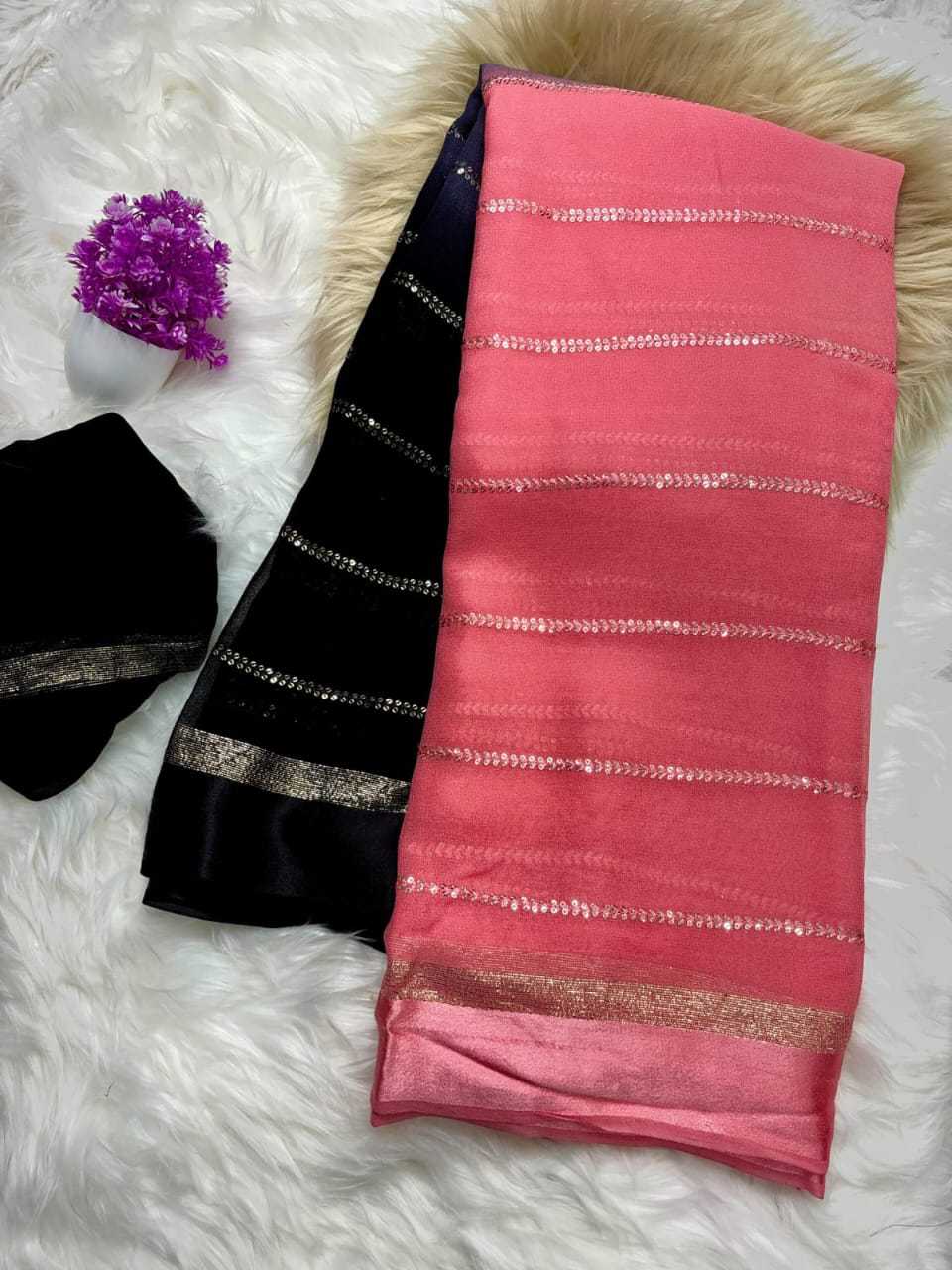 Ynf Pure Viscos RIN178 Peding Sarees Wedding Collections Festive Collections Wholesale Georgette Sarees Sequence Sarees Viscose Saree Manufacturer