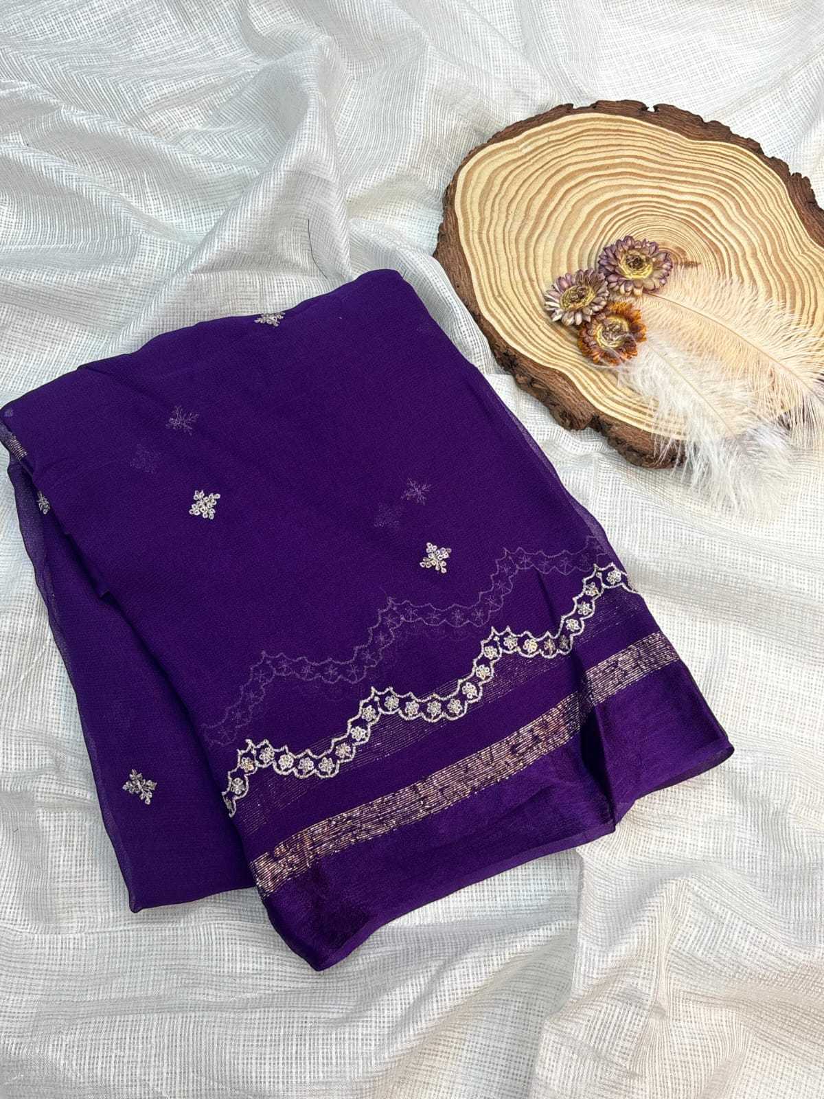Ynf Pure Viscos RIN178 Satin Embroidery Sarees Wedding Collections Wholesale Georgette Sarees Embroidered Sarees Viscose Saree Manufacturer
