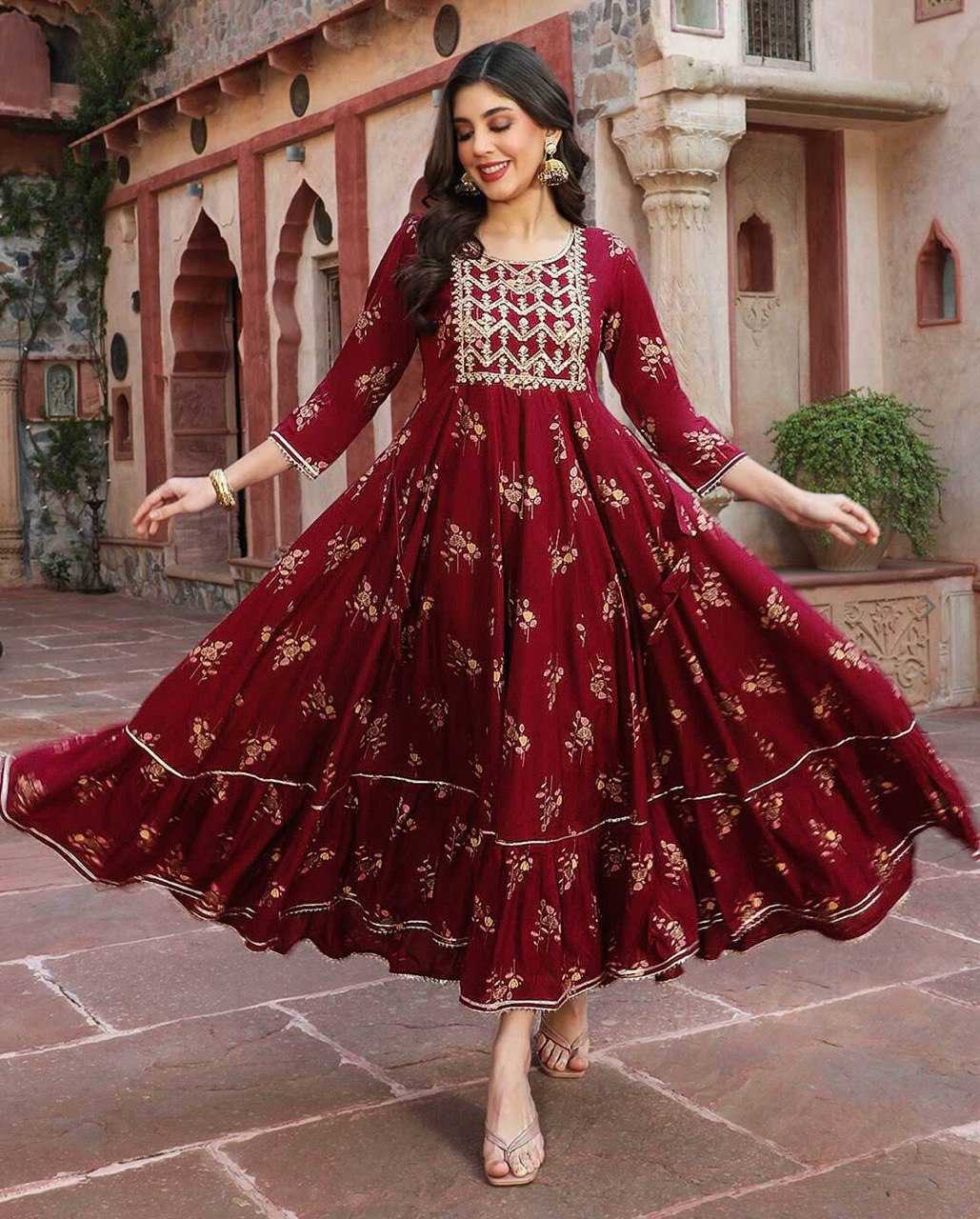 Ynf Rayon KESH510 1107 Gowns Plus Size Collections Wholesale Embroidery Gowns Designer Gowns Manufacturer