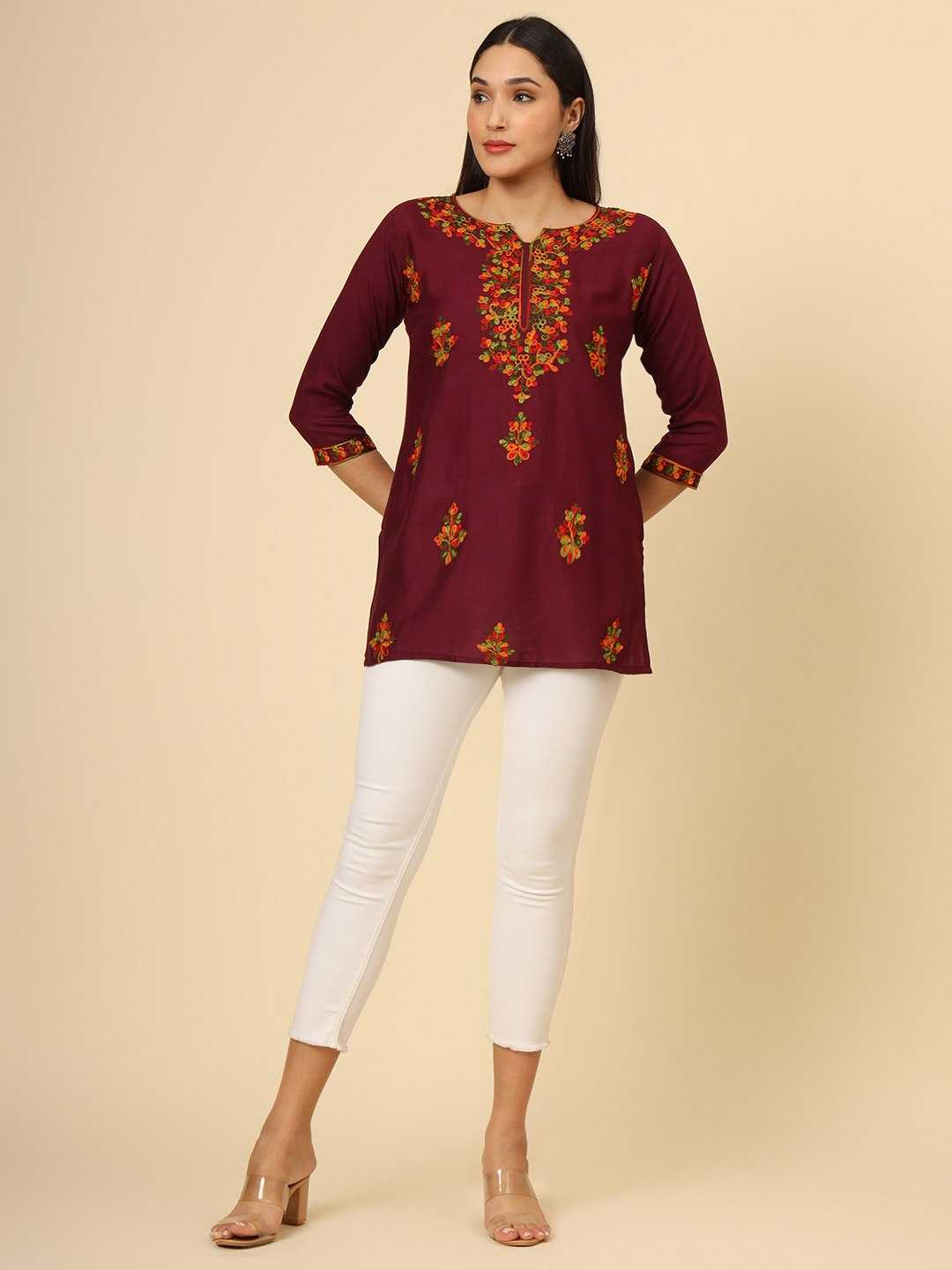Ynf Rayon RIN188 Navratri Special Kurti Western Wears Festive Collections Wholesale Casual Kurtis Rayon Kurtis Chikankari Kurtis Manufacturer