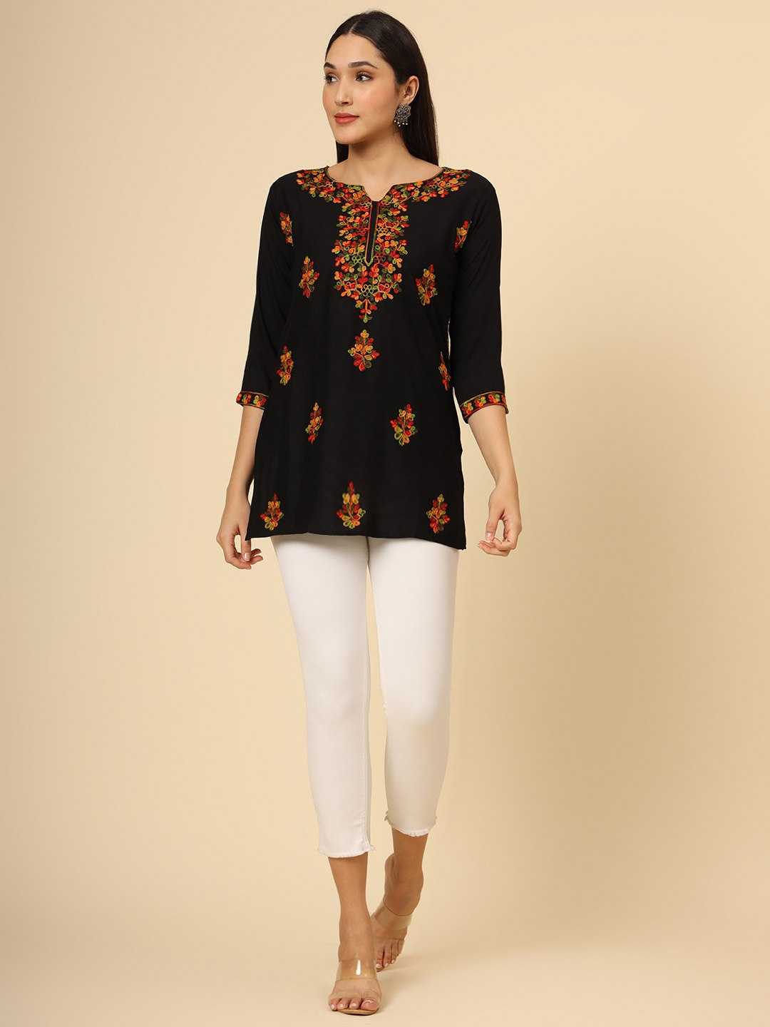 Ynf Rayon RIN188 Navratri Special Kurti Western Wears Festive Collections Wholesale Casual Kurtis Rayon Kurtis Chikankari Kurtis Manufacturer