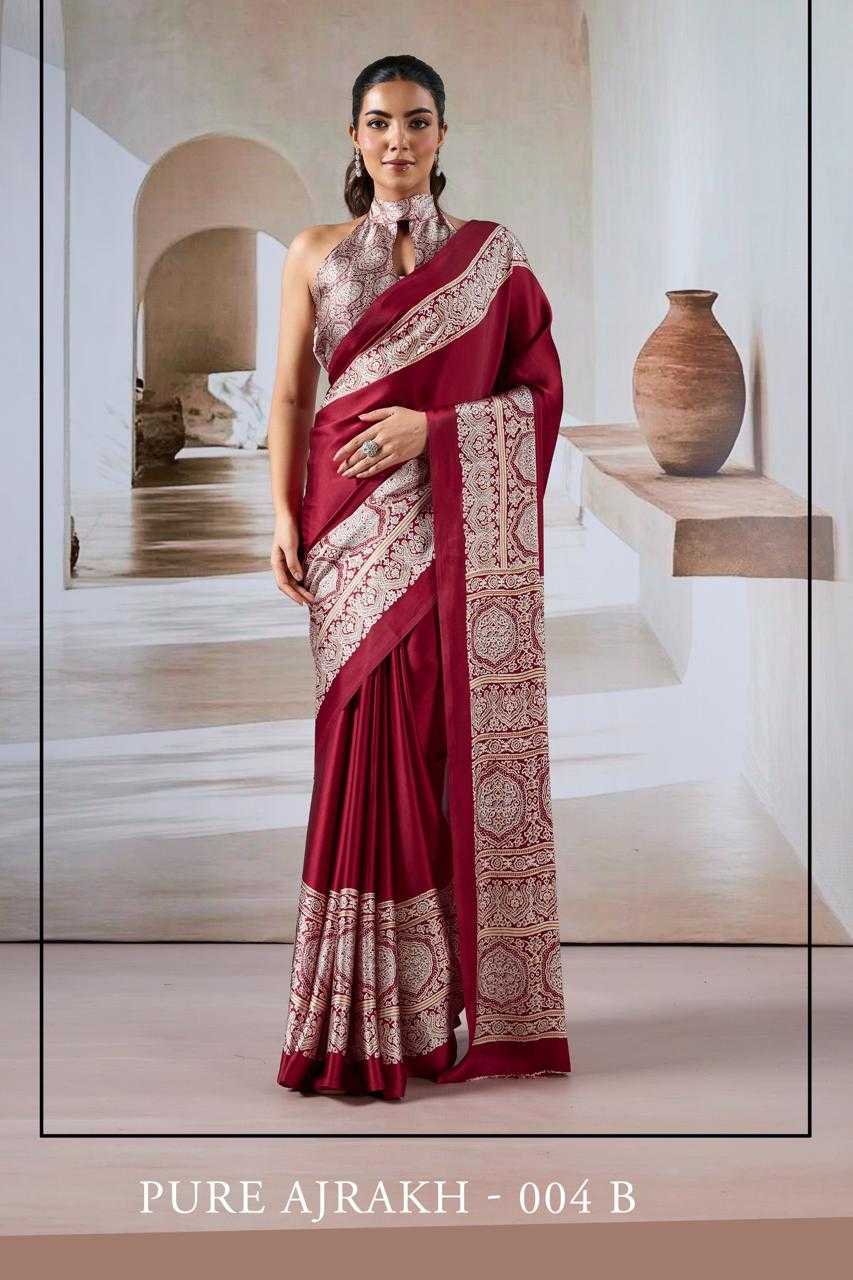 Ynf Satin KESH447 AJARAKH LUXE-03 Sarees Wedding Collections Festive Collections Wholesale Party Wear Sarees Printed Sarees Crape Satin Sarees Manufacturer