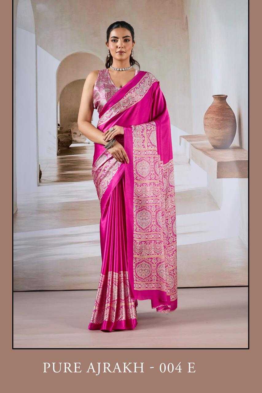 Ynf Satin KESH447 AJARAKH LUXE-03 Sarees Wedding Collections Festive Collections Wholesale Party Wear Sarees Printed Sarees Crape Satin Sarees Manufacturer