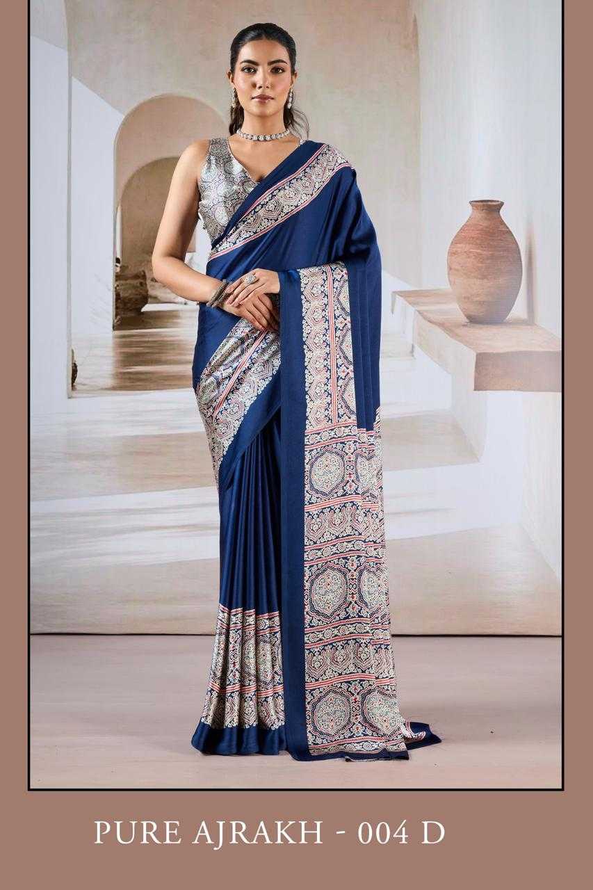 Ynf Satin KESH447 AJARAKH LUXE-03 Sarees Wedding Collections Festive Collections Wholesale Party Wear Sarees Printed Sarees Crape Satin Sarees Manufacturer