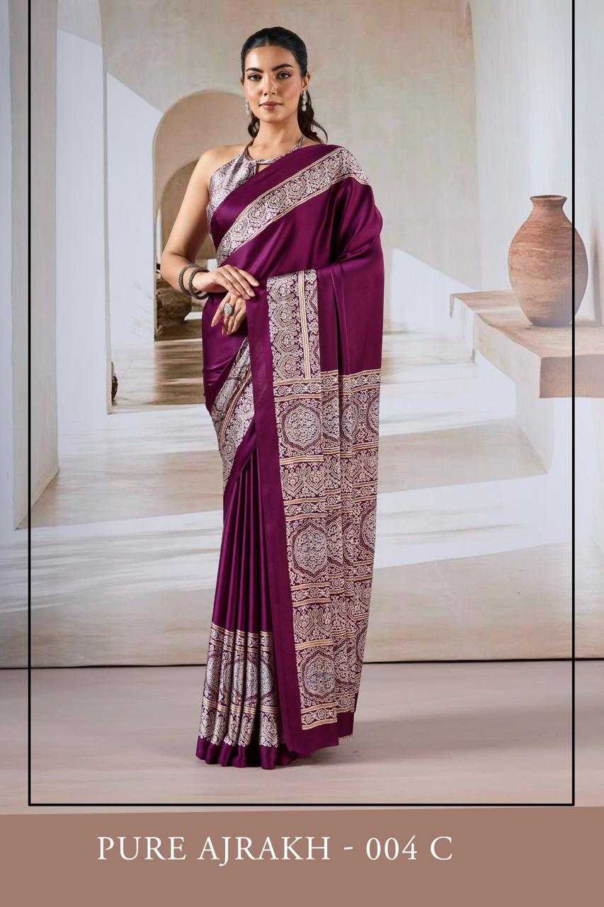 Ynf Satin KESH447 AJARAKH LUXE-03 Sarees Wedding Collections Festive Collections Wholesale Party Wear Sarees Printed Sarees Crape Satin Sarees Manufacturer