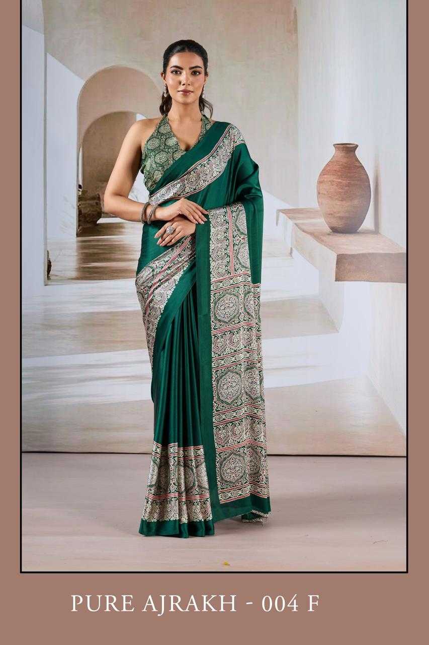 Ynf Satin KESH447 AJARAKH LUXE-03 Sarees Wedding Collections Festive Collections Wholesale Party Wear Sarees Printed Sarees Crape Satin Sarees Manufacturer