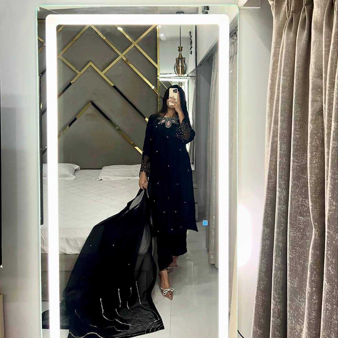 Ynf Satin RIN141 1953 Suits & Dresses Western Wears Festive Collections Wholesale Indo Western Dresses Embroidery Suits Designer Suits Manufacturer