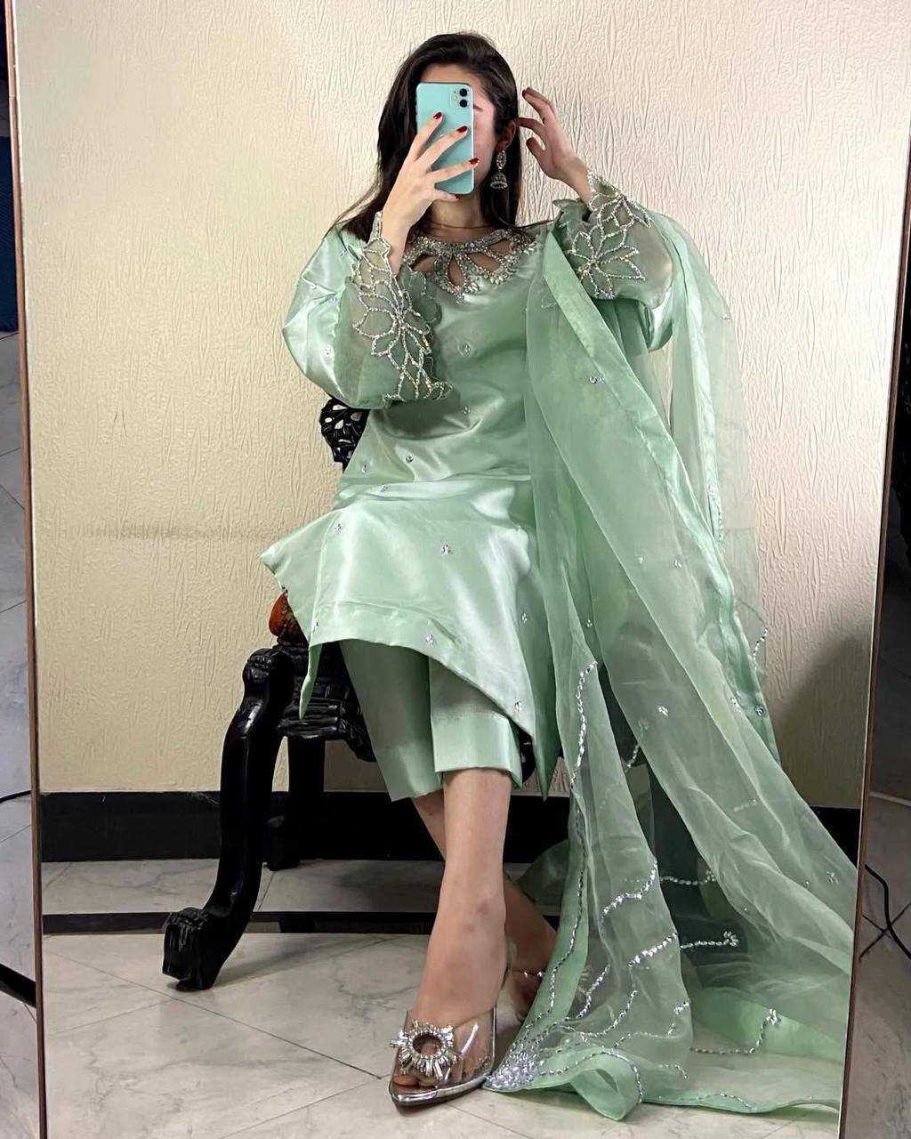 Ynf Satin RIN141 1953 Suits & Dresses Western Wears Festive Collections Wholesale Indo Western Dresses Embroidery Suits Designer Suits Manufacturer