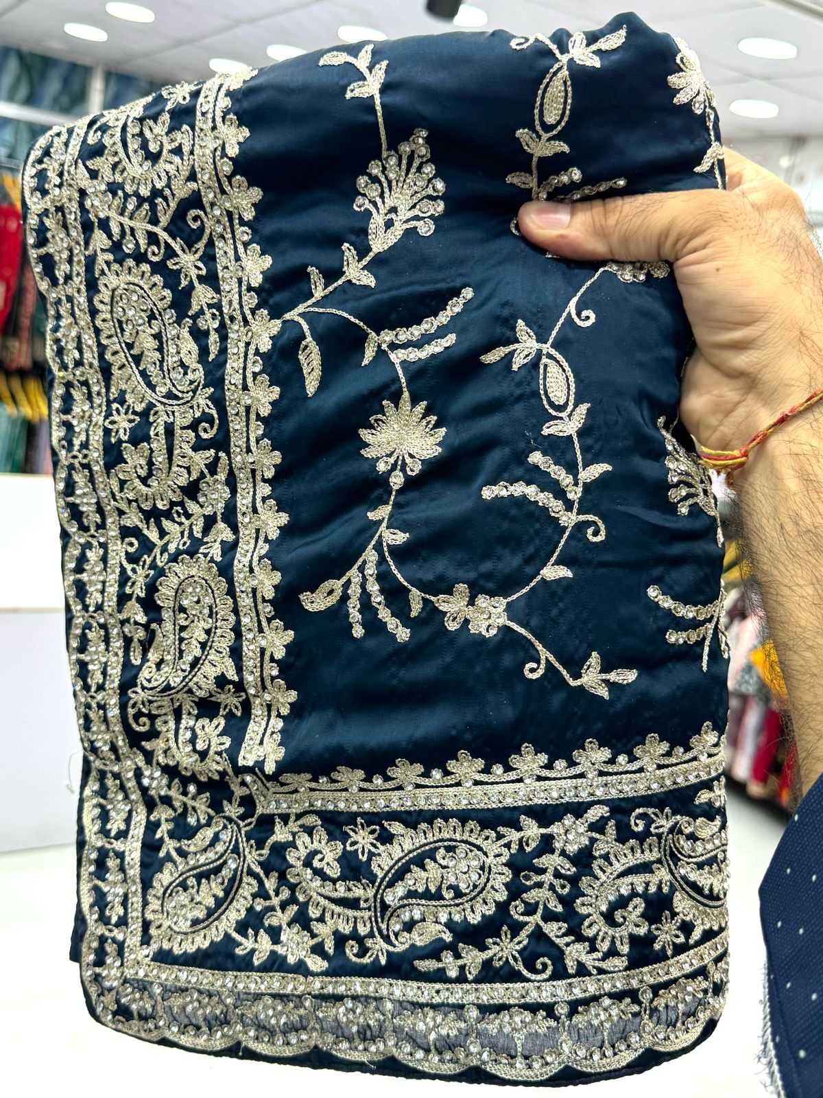 Ynf Satin Silk KESH114 KESAR Silk Sarees Wedding Collections Festive Collections Wholesale Designer Silk Sarees Embroidered Silk Sarees Silk Sarees With Stone Work Manufacturer