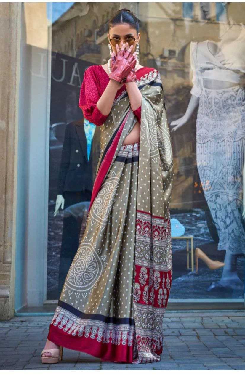 Ynf Silk KESH495 Ajrakh Print Sarees Wholesale Party Wear Sarees Printed Sarees Ajrakh Sarees Manufacturer