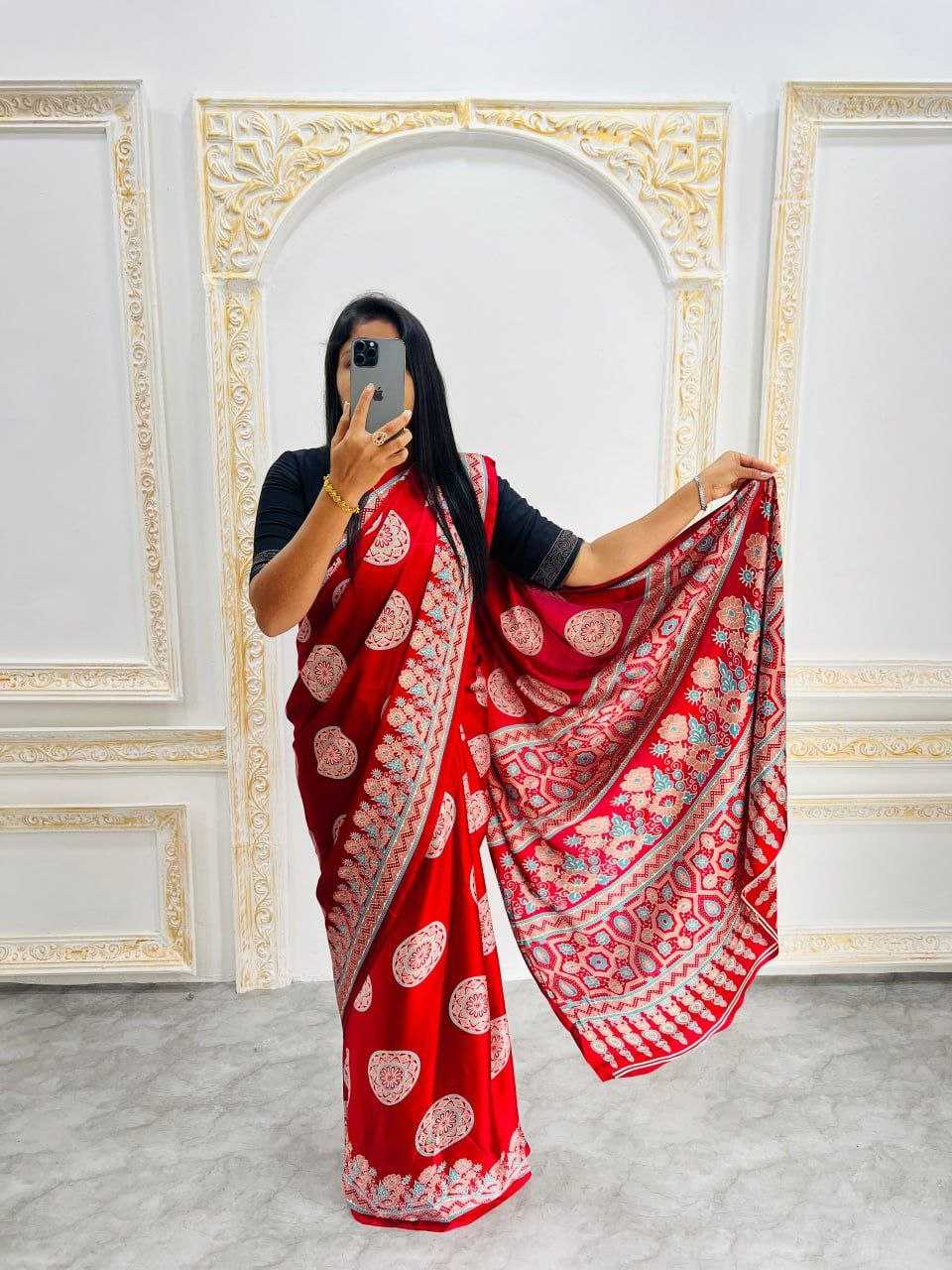 Ynf Silk RIN207 2246 Sarees Silk Sarees Wholesale Designer Sarees Crape Satin Sarees Gajji Modal Sarees Manufacturer
