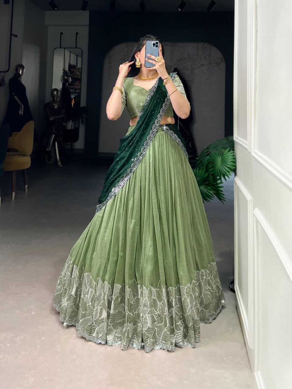 Ynf Silver Plated KESH495 Silver Glosy Lehengas Wedding Collections Wholesale Lehenga For Engagement Sangeet Outfits Manufacturer