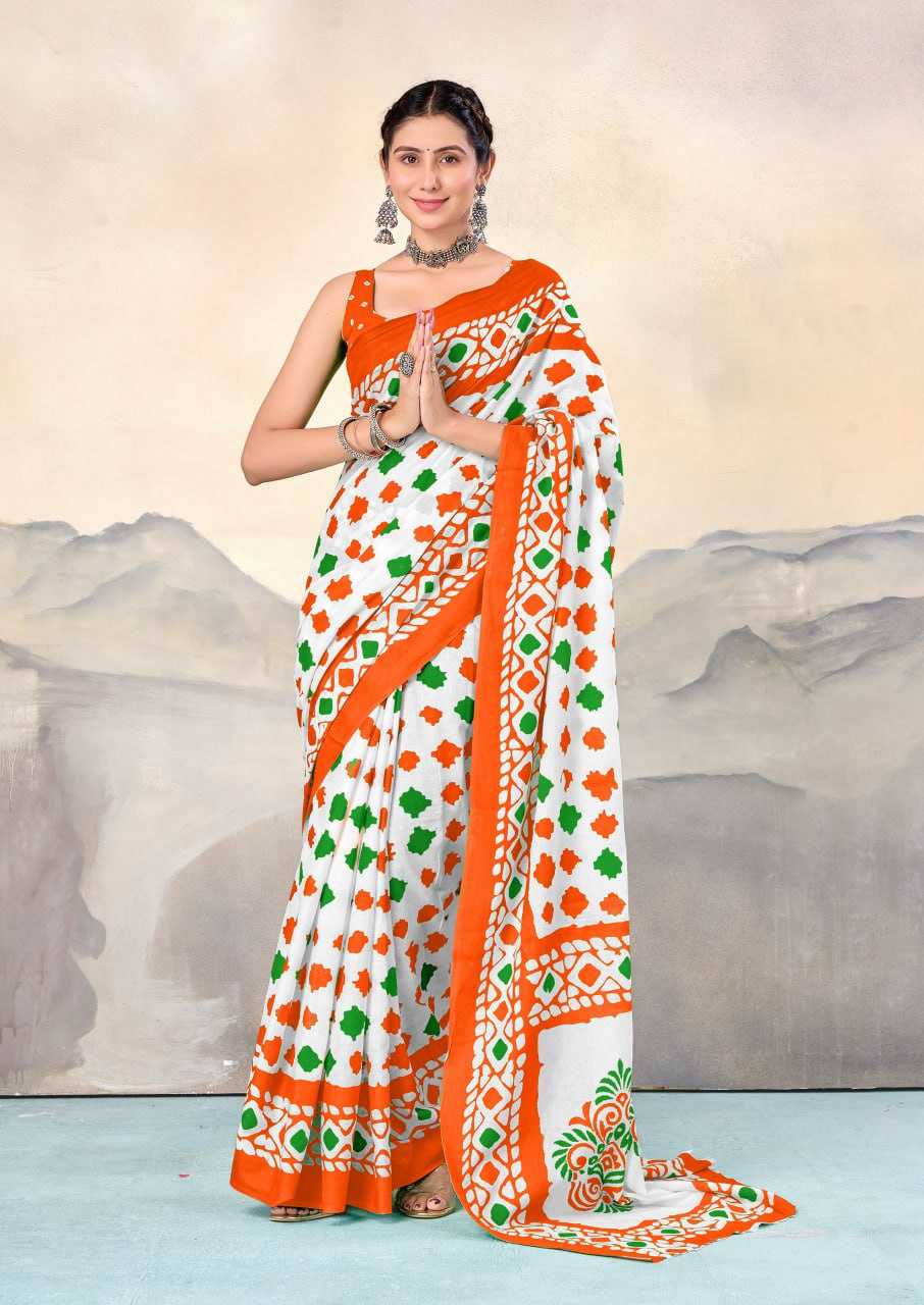 Ynf Soft Cotton RIN229 TIRNGA Sarees Wedding Collections Festive Collections Wholesale Block Print Sarees Cotton Sarees Independence Day Collections Manufacturer