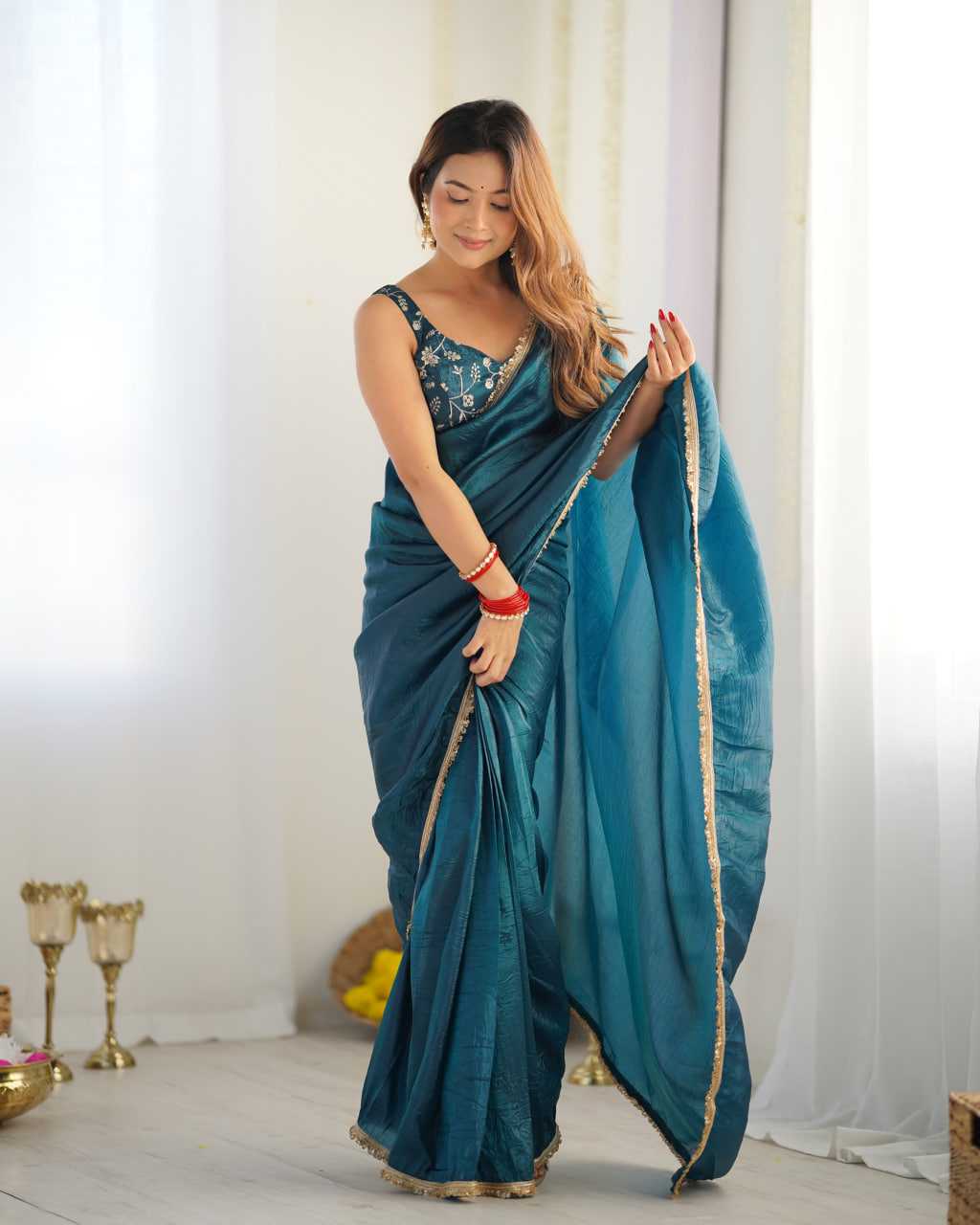 Ynf Soft Gold Crush KESH504 44 Sarees Wedding Collections Festive Collections Wholesale Ready To Wear Sarees Tissue Silk Saree Sarees With Blouse Manufacturer