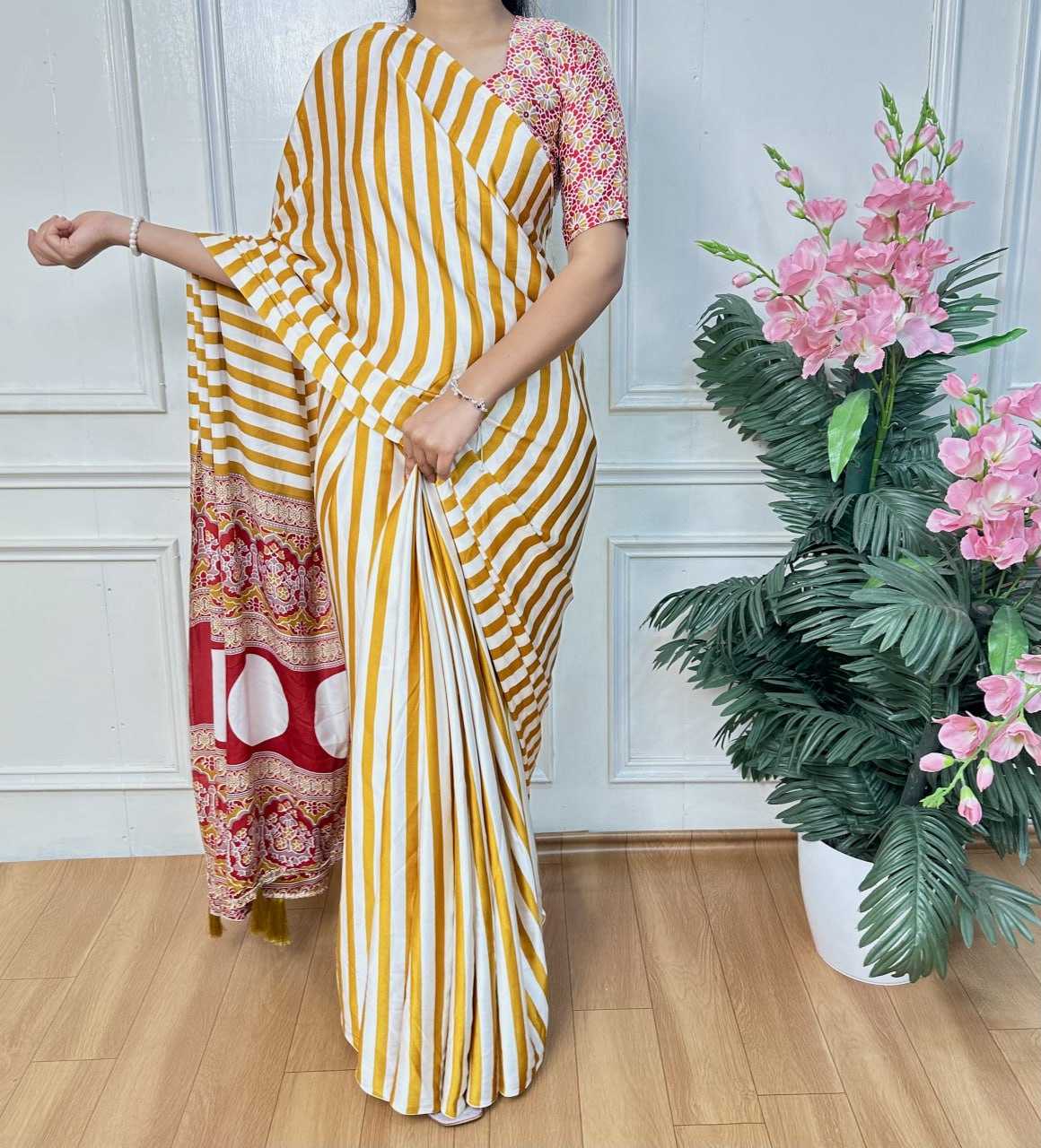 Ynf Soft Patola Silk RIN218 White Zibra Sarees Wholesale Party Wear Sarees Printed Sarees Ladies Sarees Manufacturer
