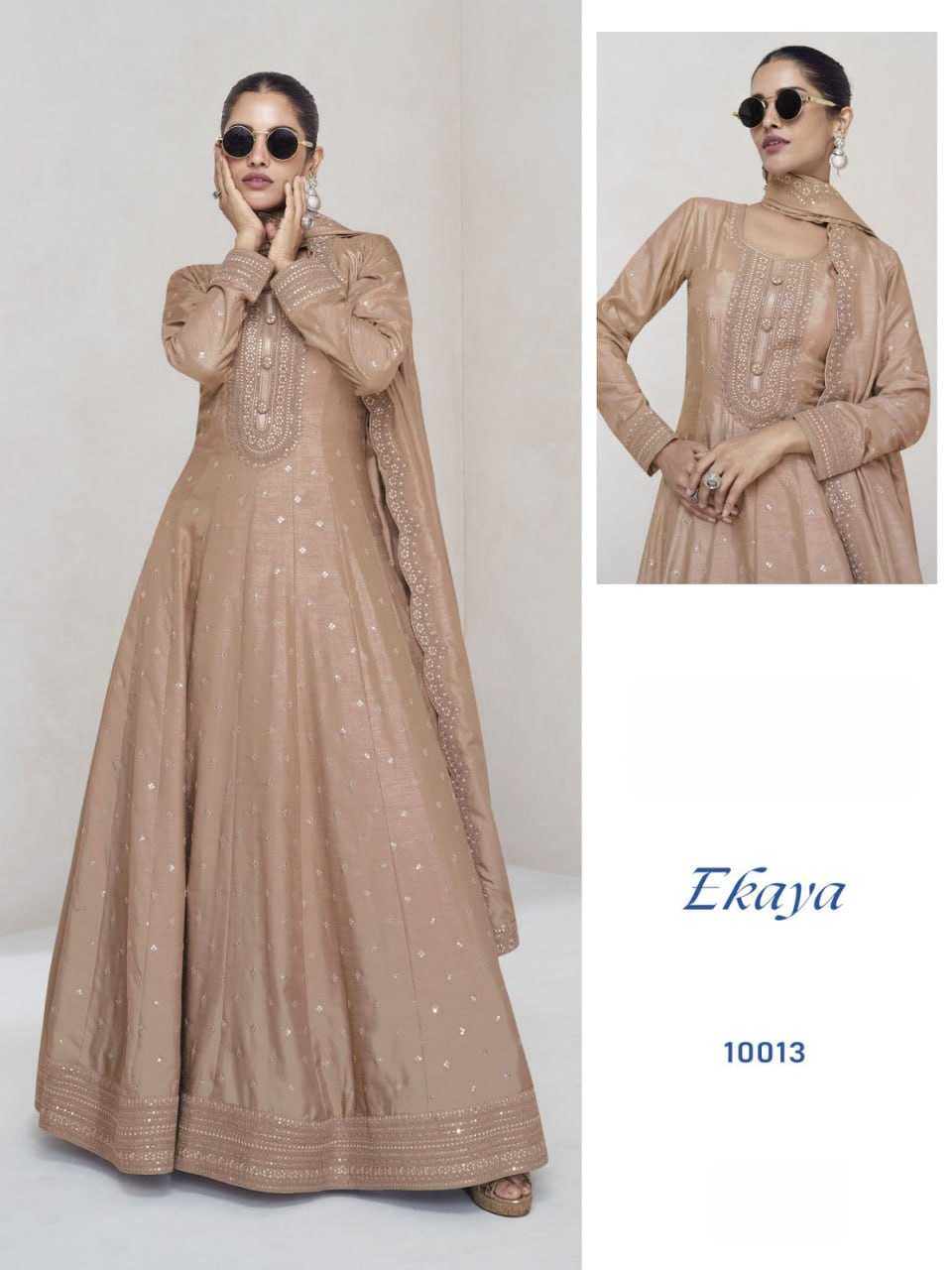 Ynf Soft Vichitra KESH504 10011 Gowns Wedding Collections Festive Collections Wholesale Embroidery Gowns Long Gowns Full Sleeve Gowns Manufacturer