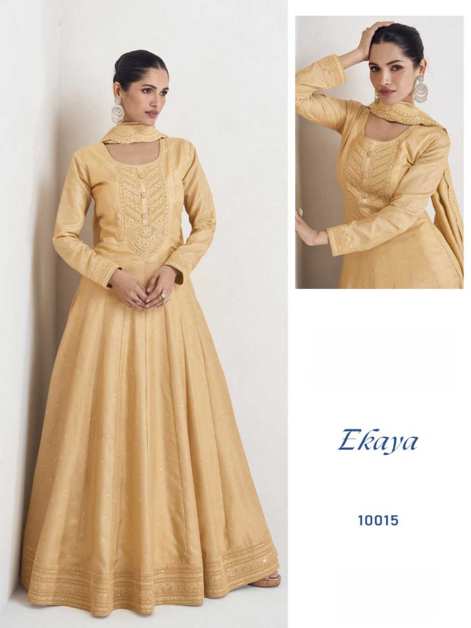Ynf Soft Vichitra KESH504 10011 Gowns Wedding Collections Festive Collections Wholesale Embroidery Gowns Long Gowns Full Sleeve Gowns Manufacturer