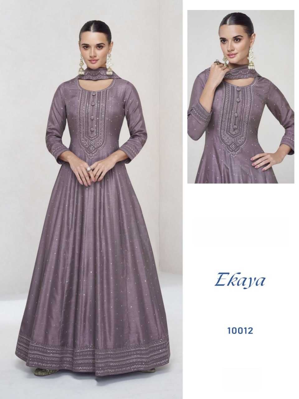 Ynf Soft Vichitra KESH504 10011 Gowns Wedding Collections Festive Collections Wholesale Embroidery Gowns Long Gowns Full Sleeve Gowns Manufacturer