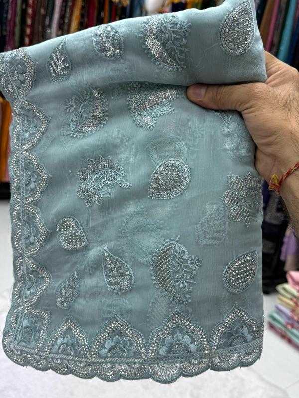 Ynf Tissue KESH114 ZANKAR Sarees Wedding Collections Festive Collections Wholesale Designer Sarees Sequence Sarees Embroidered Sarees Manufacturer