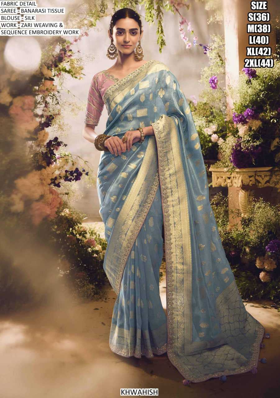 Ynf Tissue KESH481 203 Sarees Wedding Collections Festive Collections Wholesale Festive Sarees Zari Sarees Sarees With Blouse Manufacturer