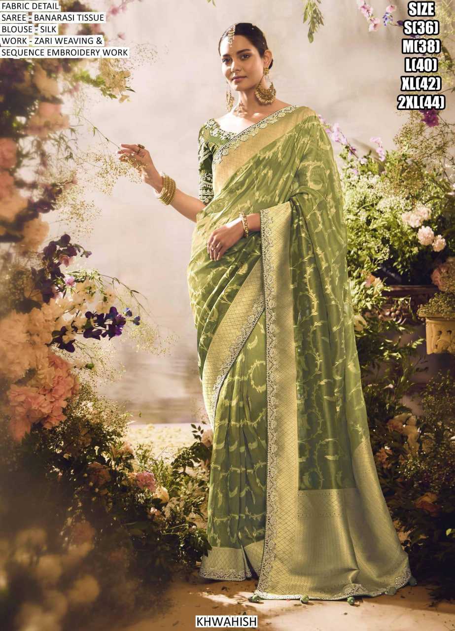 Ynf Tissue KESH481 203 Sarees Wedding Collections Festive Collections Wholesale Festive Sarees Zari Sarees Sarees With Blouse Manufacturer