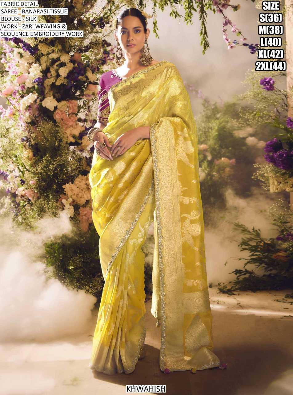 Ynf Tissue KESH481 203 Sarees Wedding Collections Festive Collections Wholesale Festive Sarees Zari Sarees Sarees With Blouse Manufacturer