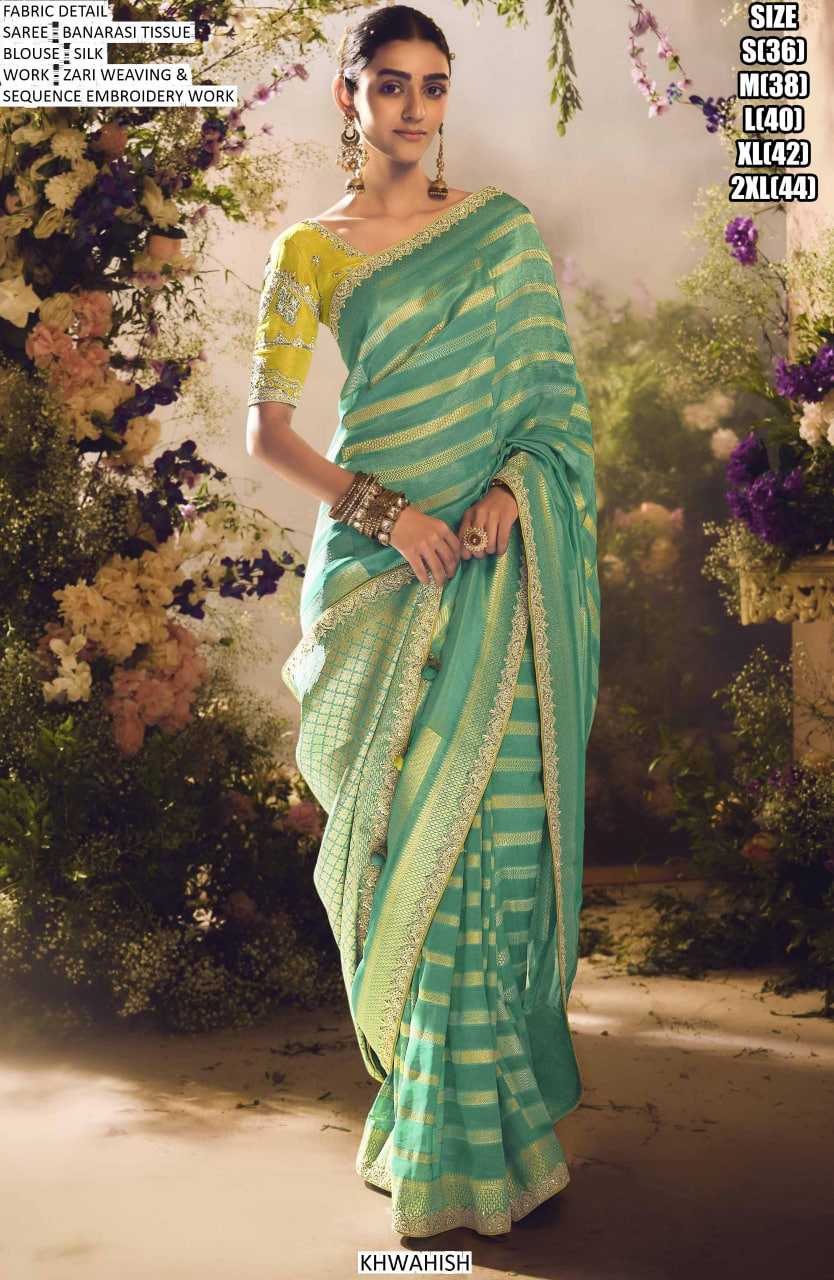 Ynf Tissue KESH481 203 Sarees Wedding Collections Festive Collections Wholesale Festive Sarees Zari Sarees Sarees With Blouse Manufacturer