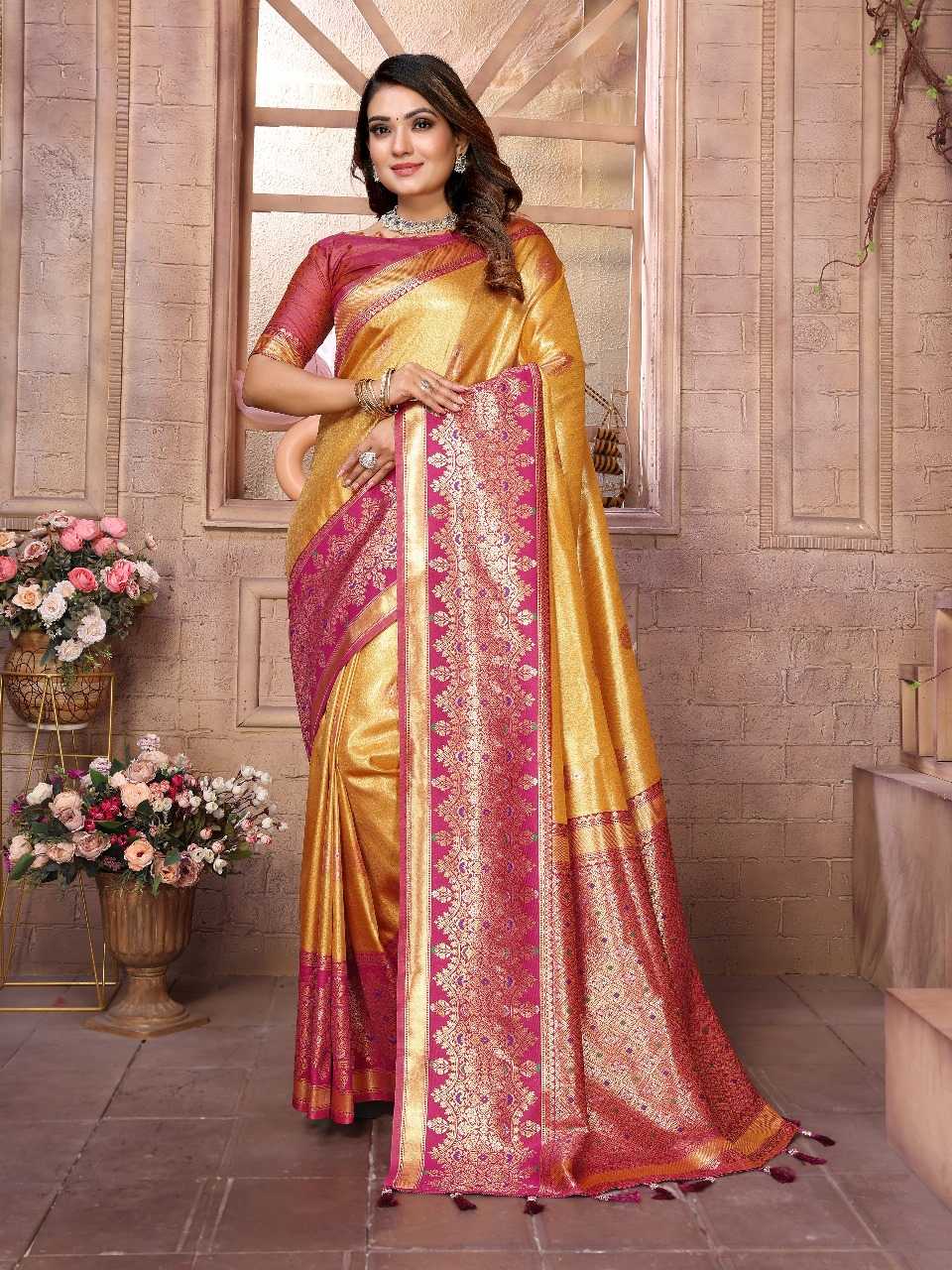 Ynf Tissue Silk RIN144 Sundari Silk Sarees Wedding Collections Festive Collections Wholesale Banarasi Silk Sarees Designer Silk Sarees Silk Sarees For Weddings Manufacturer